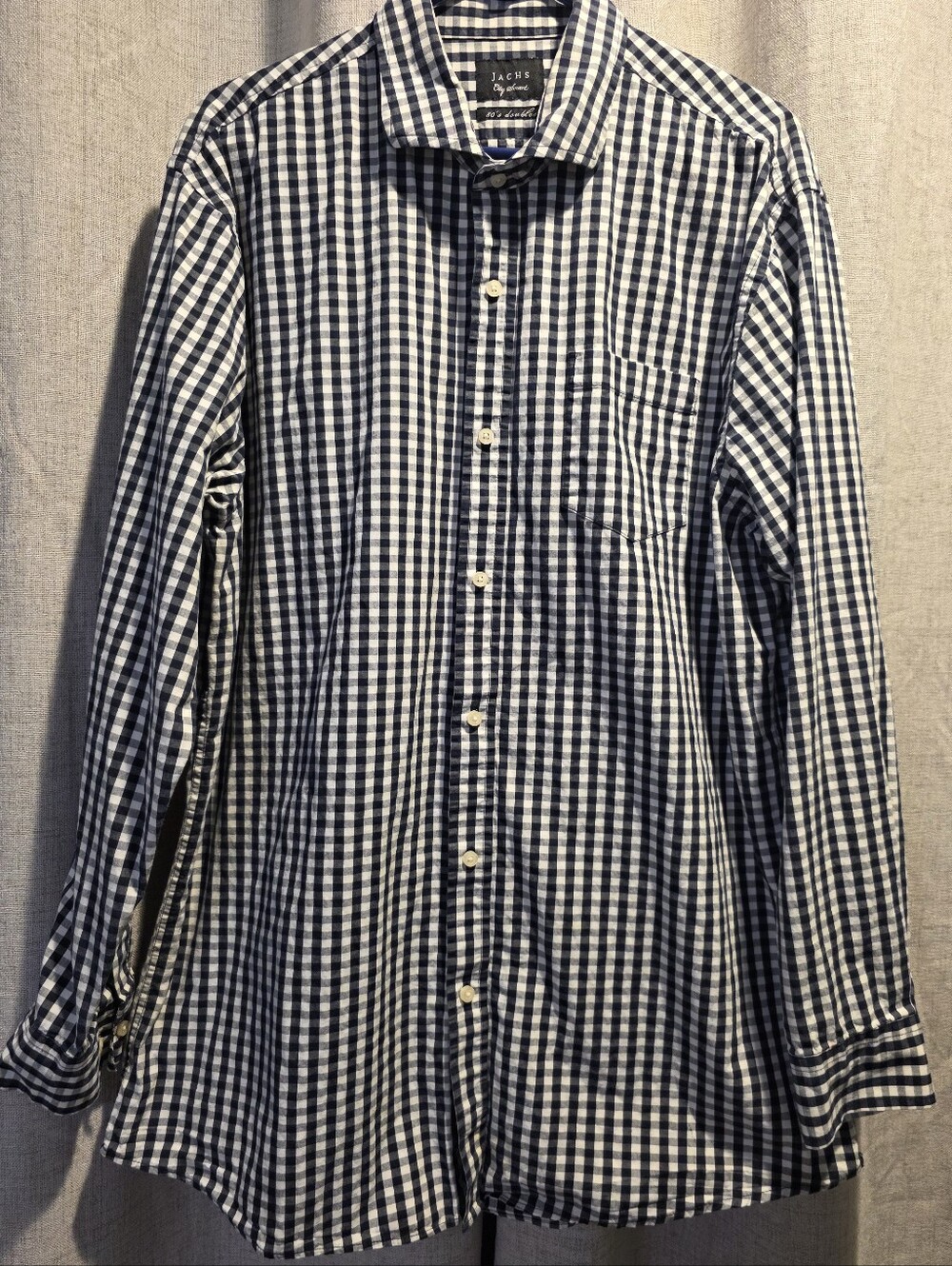 Jachs Men’s Navy & White Gingham Button-Down Shirt
